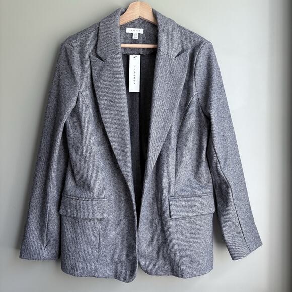Topshop Size 4 Open Front Blazer Jacket Gray | Minimalist Office Work Monochrome - Picture 1 of 16
